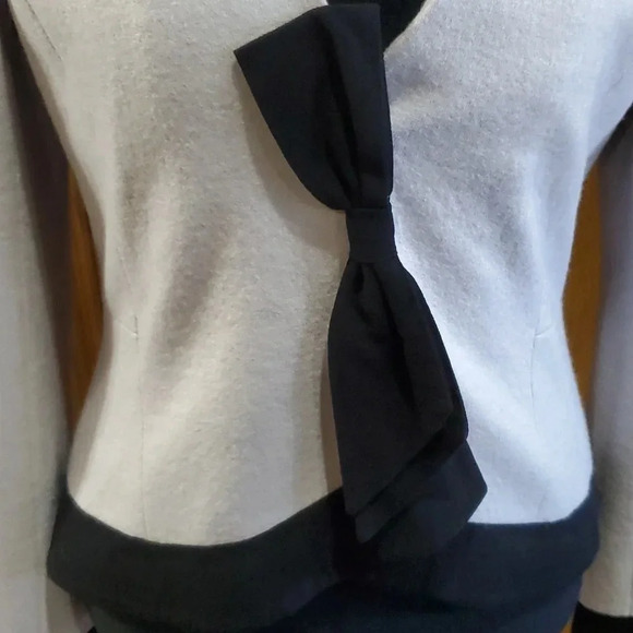 Elevenses anthropologie wool blend taupe blazer with sideways bow front - Picture 2 of 6